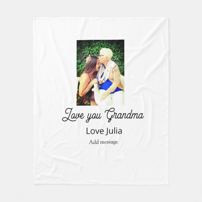 Cobertor De Velo Love you Grandma photo name love message grandkids (Frente)