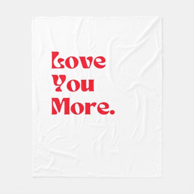 Cobertor De Velo Love You More Bold Red Romantic Typography  (Frente)