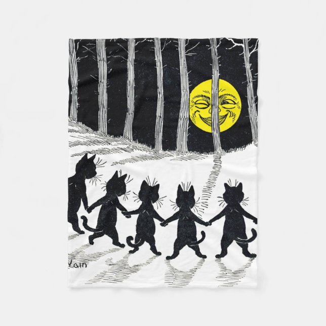 Cobertor De Velo Lua de Cheio e Gatos, Louis Wain (Frente)