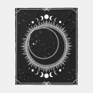 Cobertor De Velo Lua Elegante com Sol e Estrelas Preto e Branco