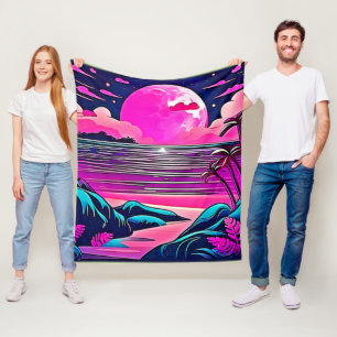 Cobertor De Velo Lua Rosa Neon Beachscape