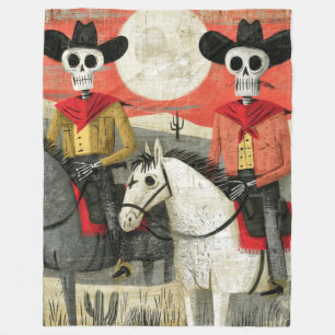 Cobertor De Velo Luar do Deserto Gótico Caveiros Cowboys
