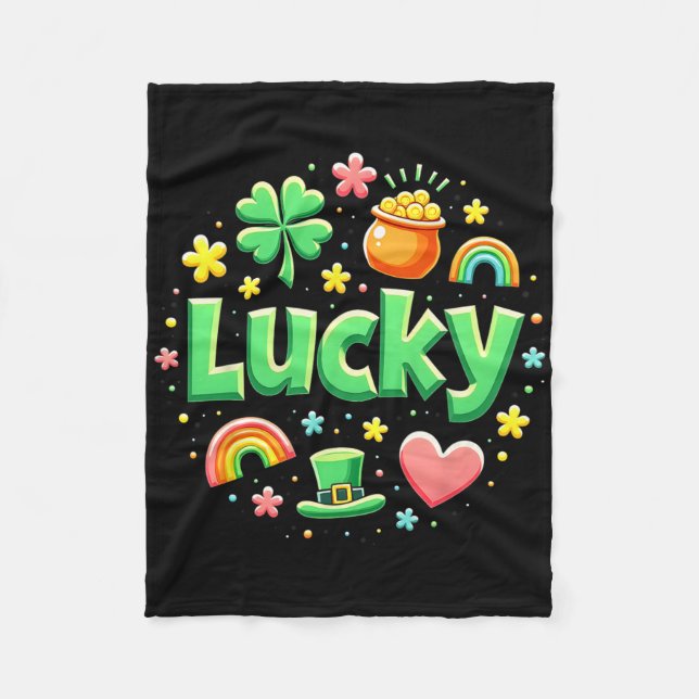 Cobertor De Velo Lucky Charm Patricks Day Pot Of Gold Irish Shamroc (Frente)