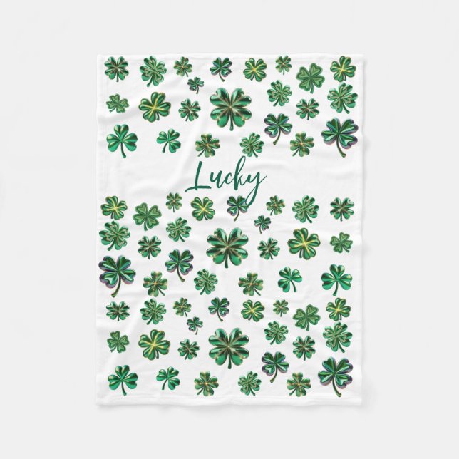 Cobertor De Velo Lucky Clover Shamrock Fleece Blanket (Frente)