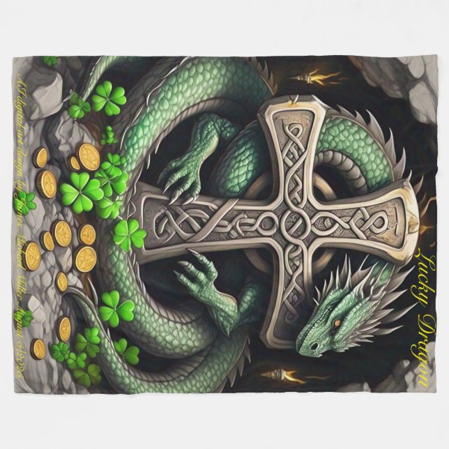 Cobertor De Velo Lucky Dragon Fleece Blanket (Frente (Horizontal))