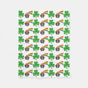 Cobertor De Velo Lucky Green Shamrock Clover Rainbow Pote Dourado