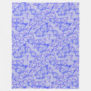 Cobertor De Velo Luminosa Blue net com flores 02b Offwhite BG