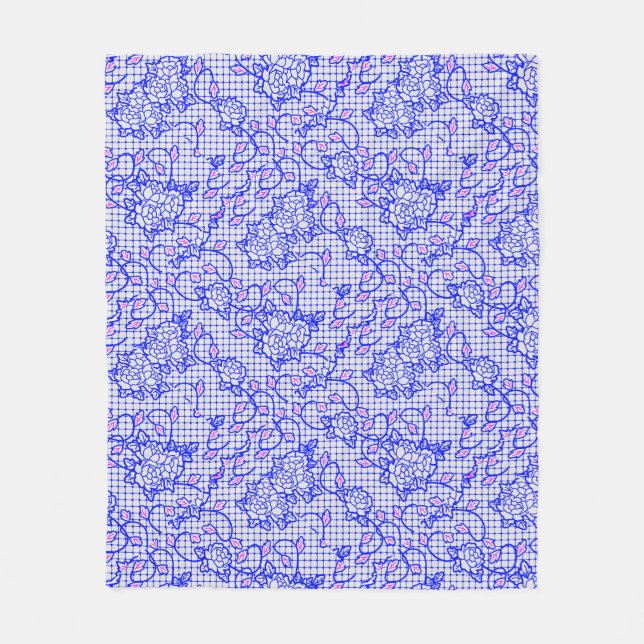 Cobertor De Velo Luminosa Blue net com flores 02b Offwhite BG (Frente)