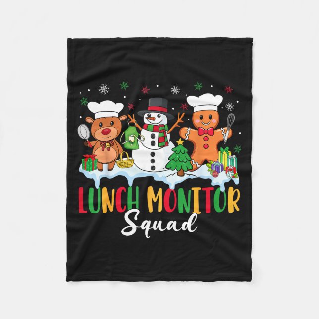 Cobertor De Velo Lunch Monitor Squad Reindeer Snowman Gingerbread C (Frente)