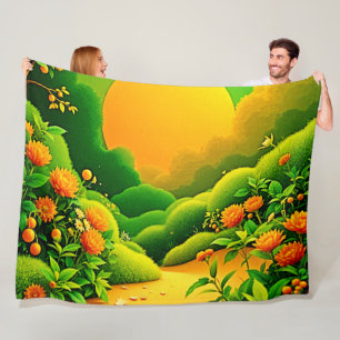 Cobertor De Velo Lush Orange Garden Art