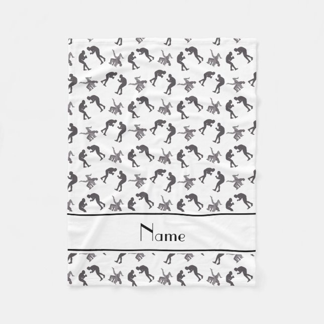 Cobertor De Velo Lutadores brancos de nome personalizado (Frente)