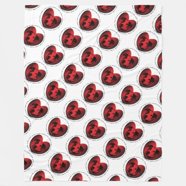 Cobertor De Velo Luv-A-Bull American Bulldog Pit Bull Heart (Frente)