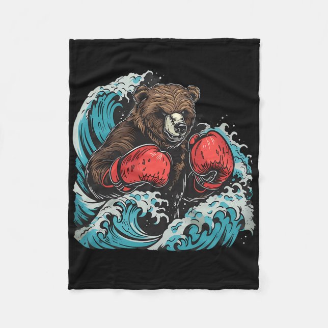 Cobertor De Velo Luvas de Boxe Amante de Urso de Boxe Kickboxing En (Frente)