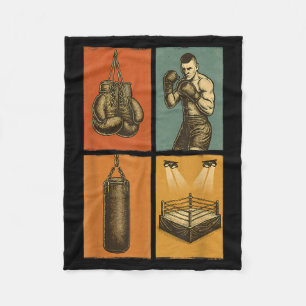 Cobertor De Velo Luvas de Boxe Vintage Lutador Saco de Pancada Retr