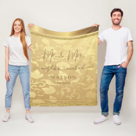 Cobertor De Velo Luxo Elegante Damasco Dourado Sr. e Sra. Moderno