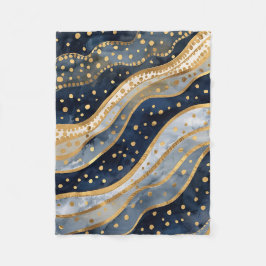 Cobertor De Velo Luxo, Moderno, Padrão Azul Dourado