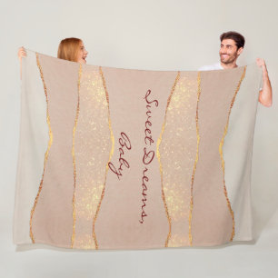 Cobertor De Velo Luxo Personalize o Rosa brilhante Dourado