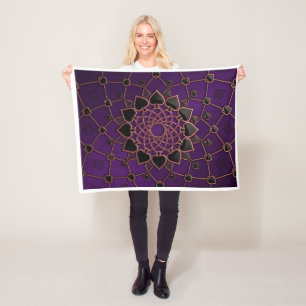 Cobertor De Velo Luxuoso Tecido Fleece com Arte de Mandala Detalhad