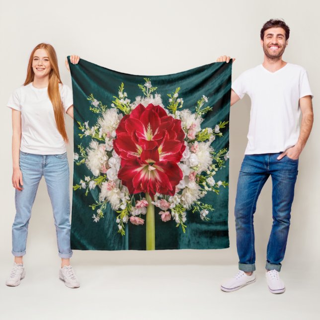 Cobertor De Velo Luxurioso Red Amaryllis Floral (In Situ)