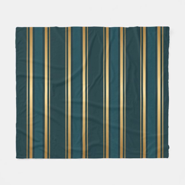 Cobertor De Velo Luxury Blue Green Gold Stripe Gift Wrap Pattern (Frente (Horizontal))