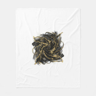 Cobertor De Velo Luxury Gold and Black Abstract Marble Ink Flow