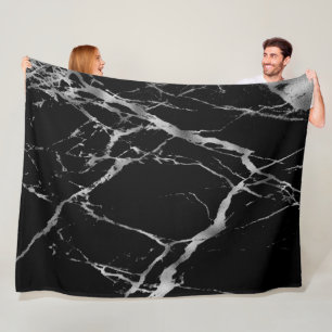 Cobertor De Velo Luxury Trendy Silver Black Marble