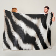 Luxury Zebra Print Elegant Black & White Faux Fur 