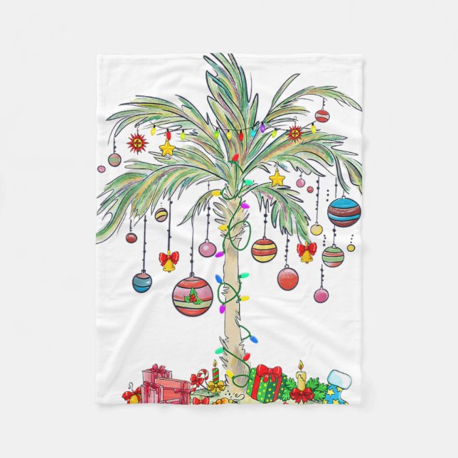 Cobertor De Velo Luz de árvore de palmeira de Natal Havaiano Tropic (Frente)