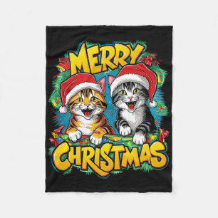 Cobertor De Velo Luz de Natal de Gato Papai Noel Amante de Gato de