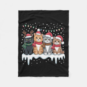 Cobertor De Velo Luz de Natal de Gato Rena Santa Amante de Gato