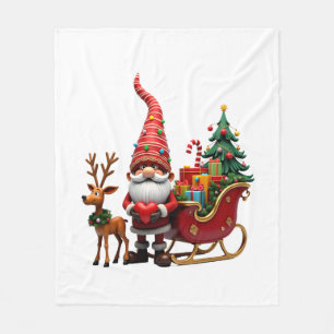 Cobertor De Velo Luz de Natal Gnome Papai Noel Montando Trenó Hi