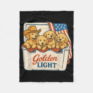 Cobertor De Velo Luz Dourada Golden Retriever Patriótico Bandeira d