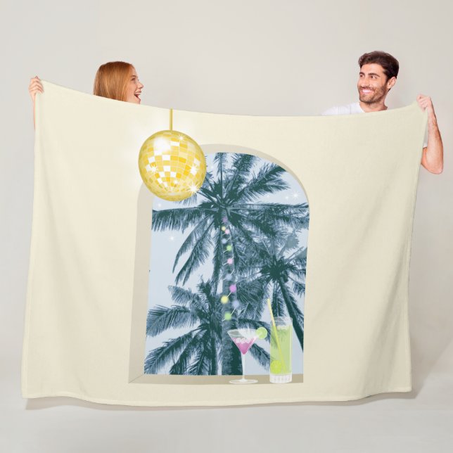 Cobertor De Velo Luzes de festa Cocktails Disco Palmas em Amarelo (In Situ)
