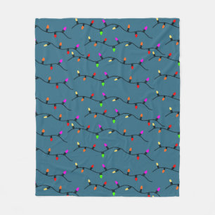 Cobertor De Velo Luzes de Natal Coloridas em Azul