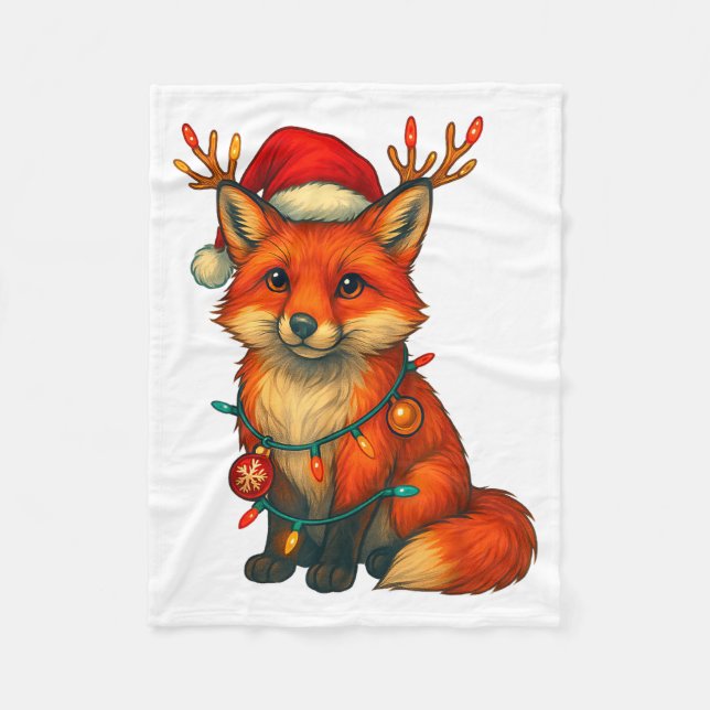 Cobertor De Velo Luzes de Natal da Raposa Natal  (Frente)