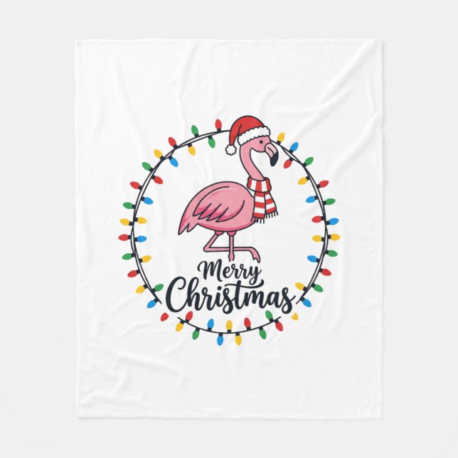 Cobertor De Velo Luzes de Natal de Flamingo Feriado (Frente)