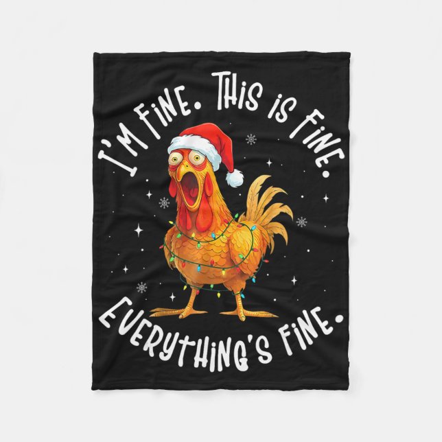 Cobertor De Velo Luzes de Natal de Frango Engraçadas Estou Bem Isso (Frente)