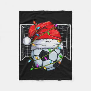 Cobertor De Velo Luzes de Natal de Futebol Chapéu de Papai Noel Ama