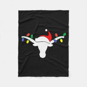 Cobertor De Velo Luzes de Natal de Longhorn Branco Chapéu de Papai
