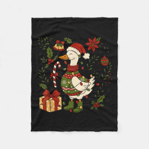 Cobertor De Velo Luzes de Natal Merry Goosemas Ganso Pato Boho Fl