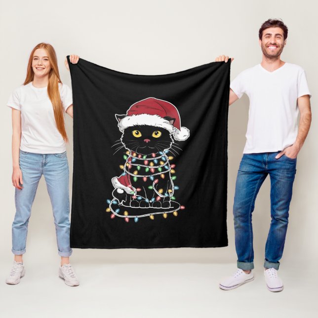Cobertor De Velo Luzes de Natal para Amante de Gatos Divertidos (In Situ)