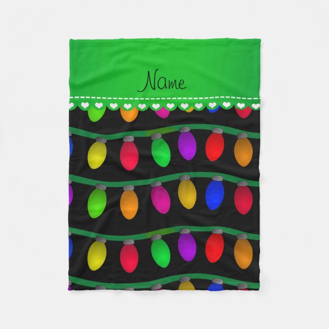 Cobertor De Velo Luzes de Natal pretas conhecidas personalizadas (Frente)