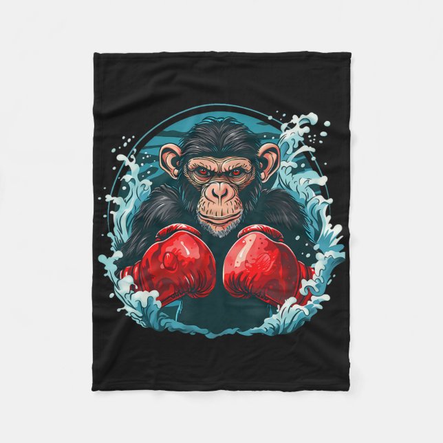 Cobertor De Velo Macaco Boxeador Com Luvas de Boxe Kickboxing Engra (Frente)