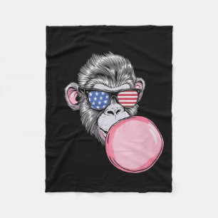 Cobertor De Velo Macaco Com Óculos De Sol Da Bandeira Americana Pre