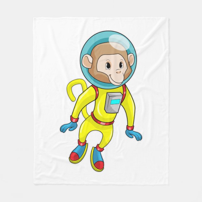 Cobertor De Velo Macaco como astronauta (Frente)