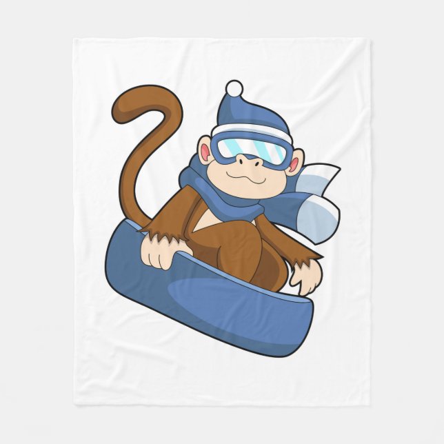 Cobertor De Velo Macaco como Snowboarder com Sonowboard.PNG (Frente)