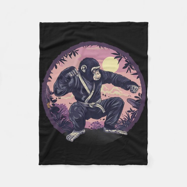Cobertor De Velo Macaco de Karatê Natureza Lua Mma Kickboxing Amant (Frente)