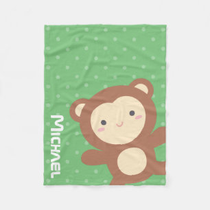 Cobertor De Velo Macaco Kawaii Fofo Pontos Verde
