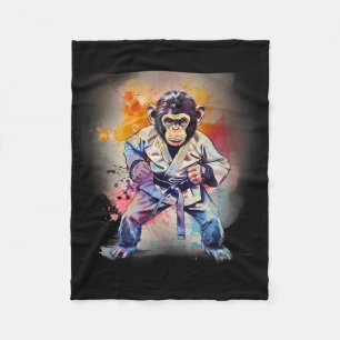 Cobertor De Velo Macaco Kung Fu Aquarela Kickboxing Mma Amante do M
