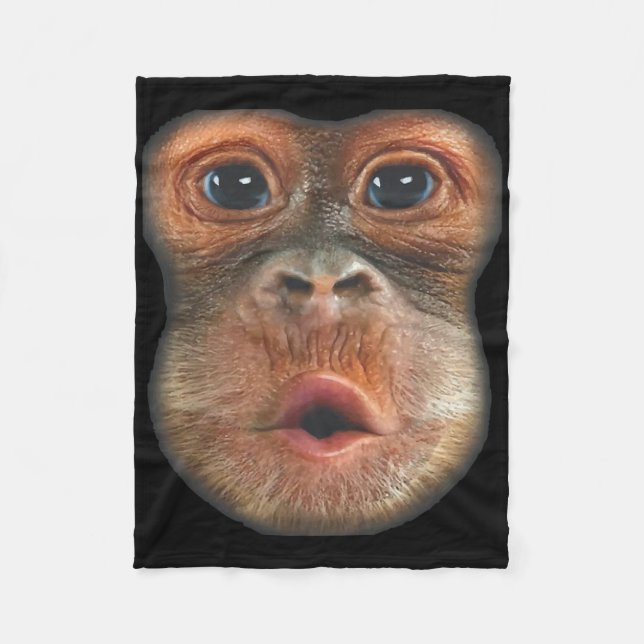 Cobertor De Velo Macaco soprando o rosto da barriga (Frente)